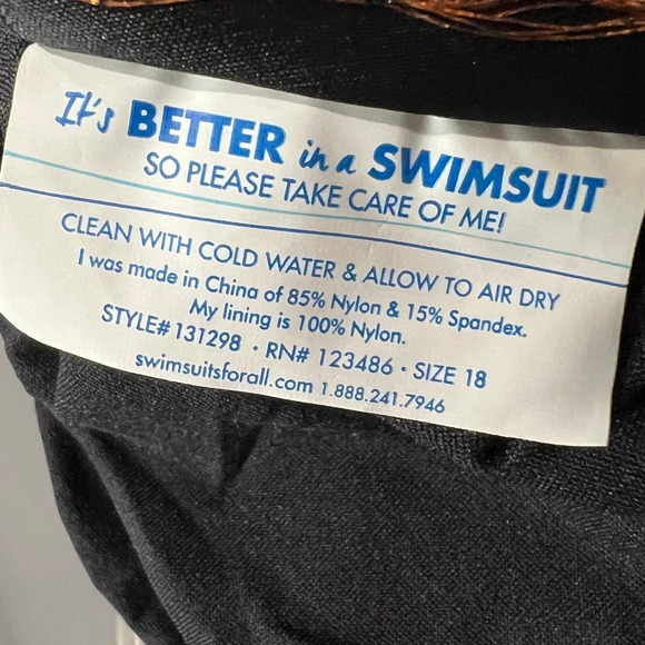 Swimsuits For All Tropiculture Bikini Bottom Women 18 Black Gray Abstract Resort - Picture 9 of 9